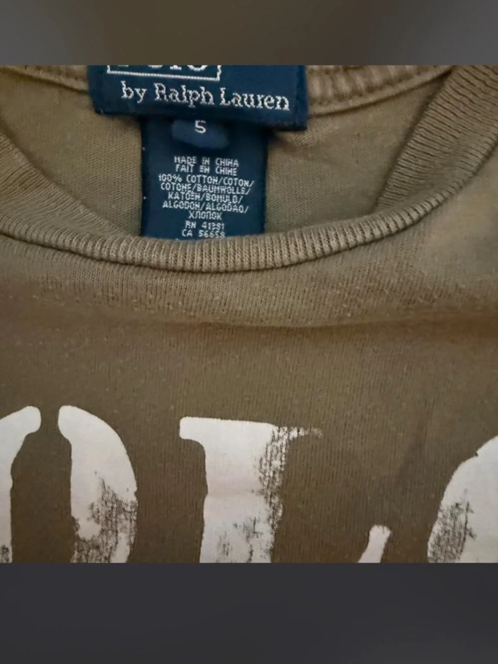 Ralph Lauren Kids Olive Green POLO Graphic Tee